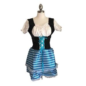 Blue Checkered Tyrolean Dirndl Dress